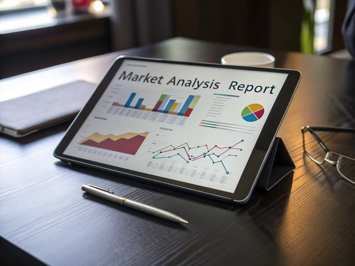 A detailed market analysis report with highlighted key findings and recommendations for a transportation company.